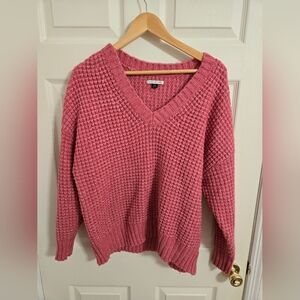 American Eagle Outfitters Women's Pink Chunky Sweater Size Medium